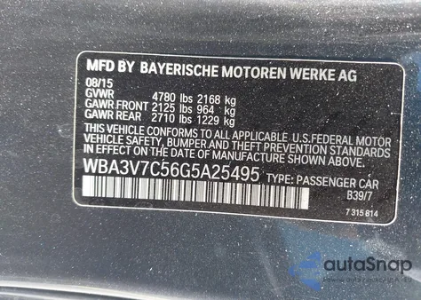2016 BMW 428I from USA, damaged, VIN WBA3V7C56G5A25495